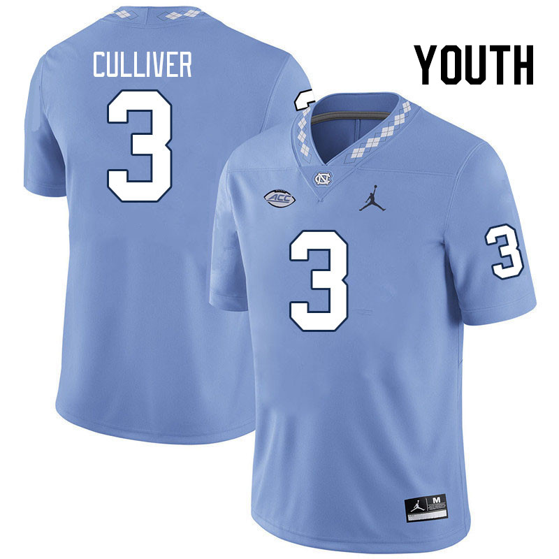 Youth #3 Chris Culliver North Carolina Tar Heels College Football Jerseys Stitched Sale-Carolina Blu